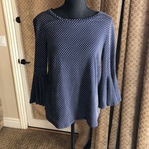 Small polka dot top with bell arms detail